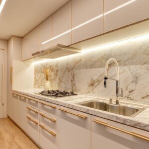 Minimalist White Straight Kitchen