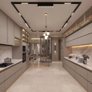 Luxury Parallel Kitchen with Built-In Appliances