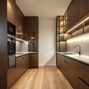 Parallel Kitchen with Dual Tones