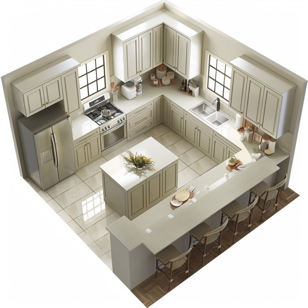 U Shape Modular Kitchen Design in Lucknow