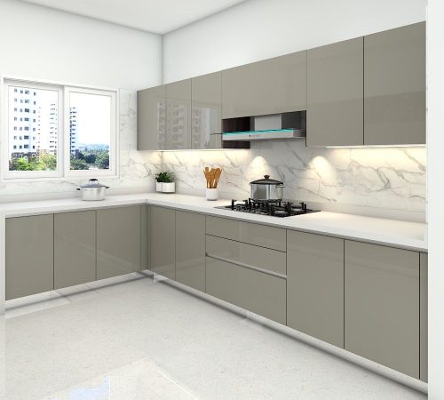 L-Shape Modular Kitchen Design in Lucknow
