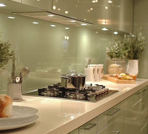 Straight Lacquered Glass Kitchen