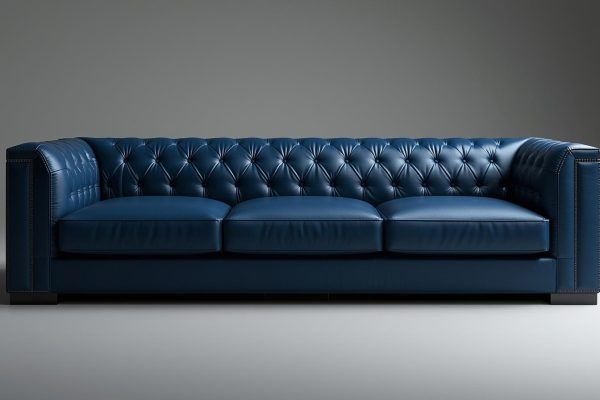 luxury ble color leather sofa design image (2)